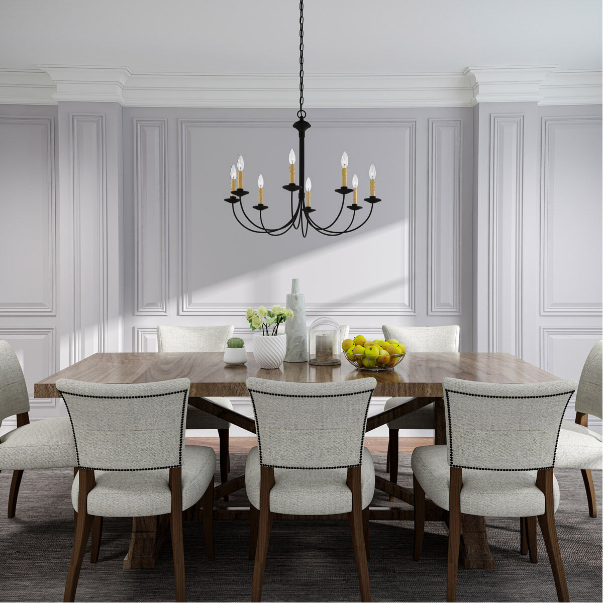 Heritage 8 Light 30 inch Black Chandelier Ceiling Light