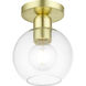 Downtown 1 Light 7 inch Satin Brass Semi-Flush Ceiling Light, Sphere