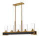 Buttonwood 8 Light 44 inch Aged Gold Linear Chandelier Ceiling Light