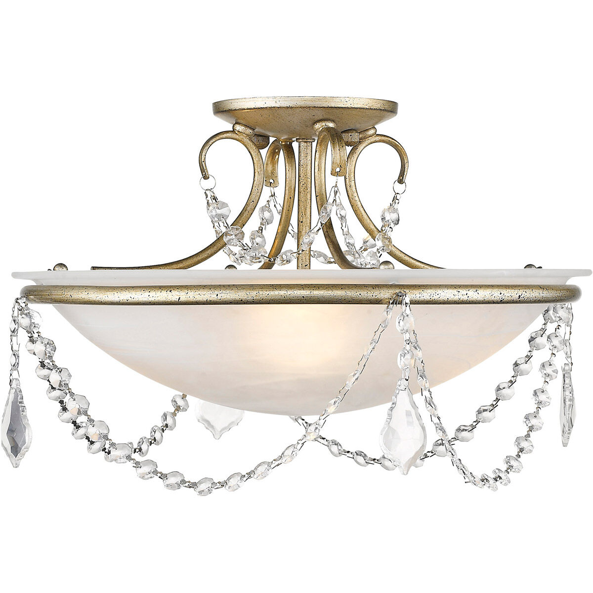 Chesterfield/Pennington 3 Light 16 inch Hand Painted Antique Silver Leaf Semi-Flush Mount Ceiling Light