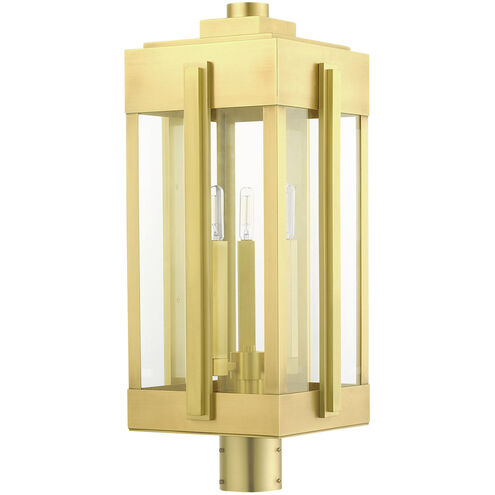 Lexington 3 Light 25 inch Natural Brass Outdoor Post Top Lantern