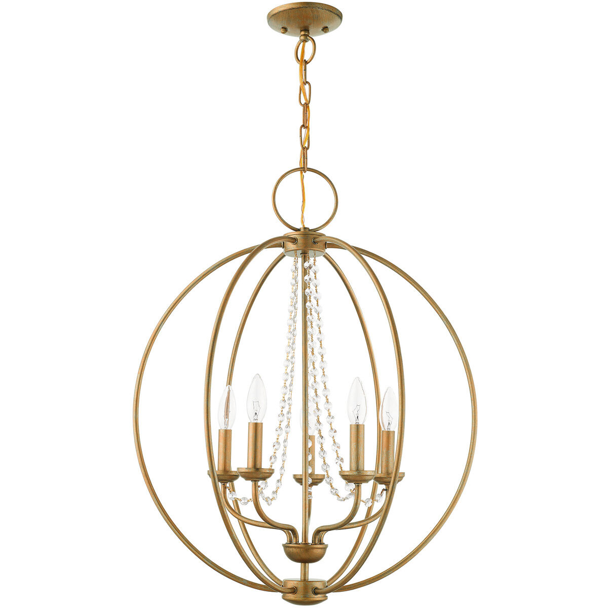 Arabella 5 Light 22 inch Antique Gold Leaf Chandelier Ceiling Light