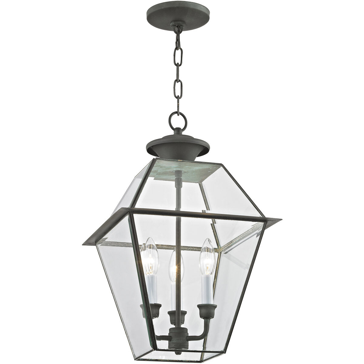 Westover 3 Light 12 inch Charcoal Outdoor Pendant Lantern