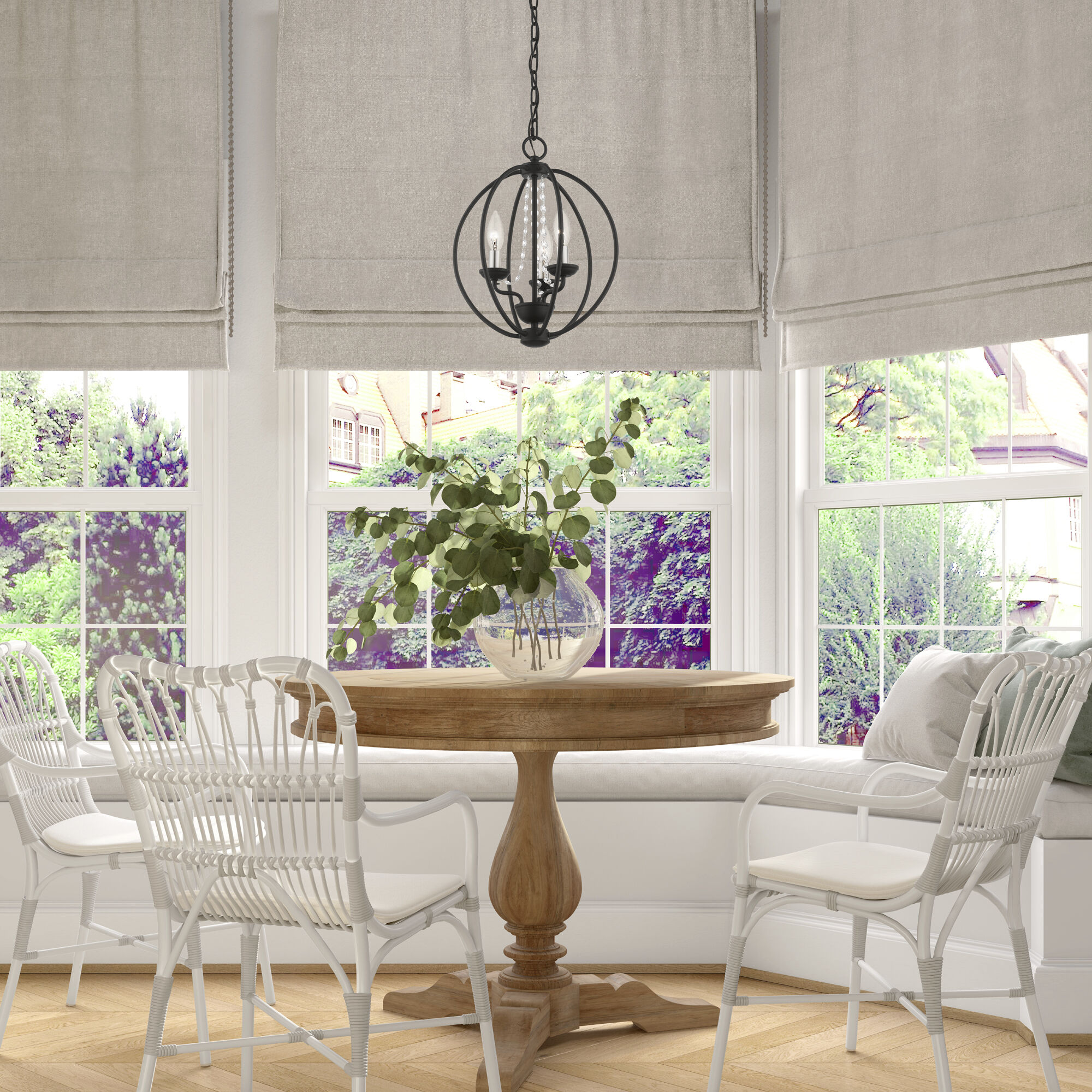 Arabella 3 Light 12 inch Black with Brushed Nickel Finish Candles Convertible Mini Chandelier/ Semi-Flush Ceiling Light, Globe