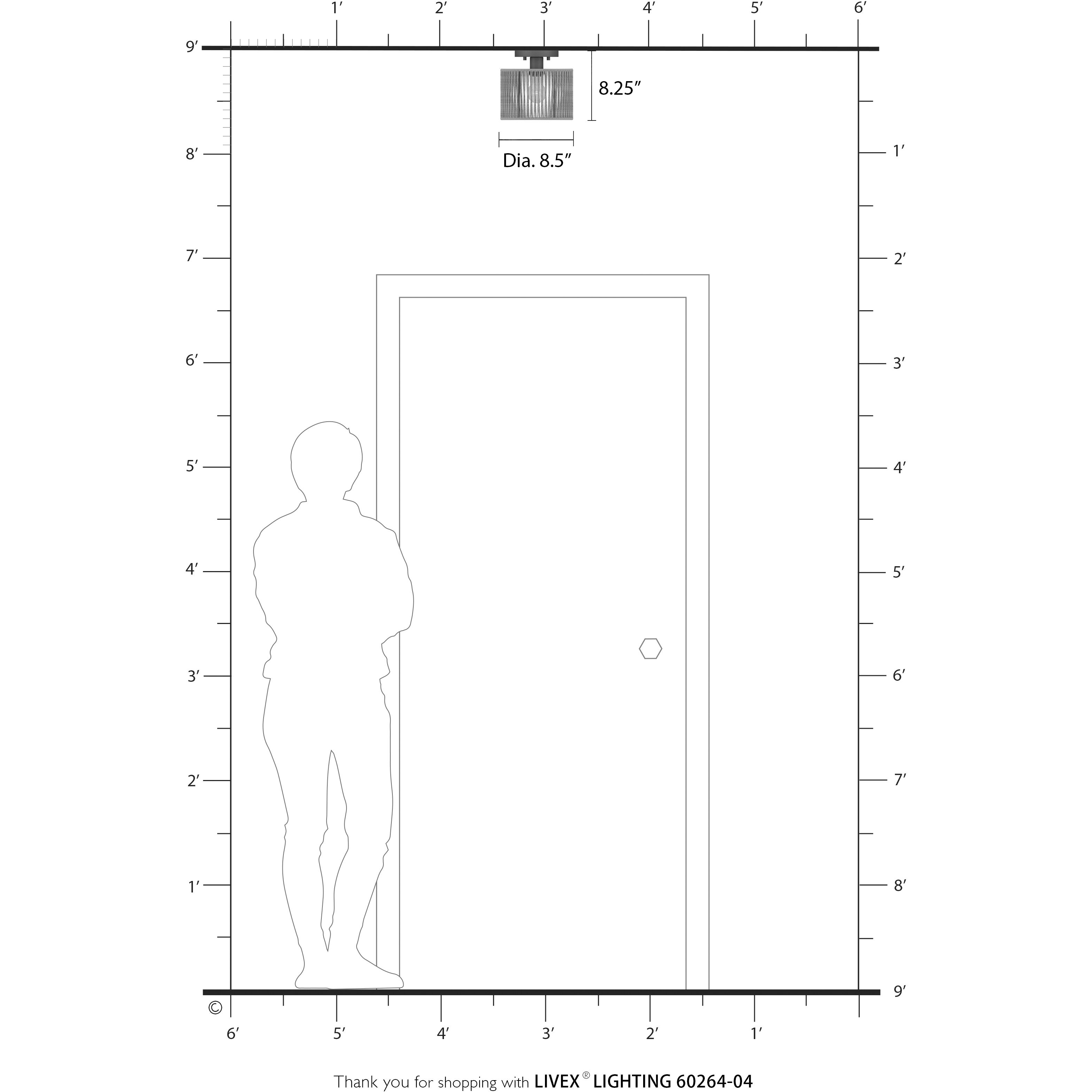Acordia 1 Light 8.5 inch Black Semi Flush Mount Ceiling Light, Small