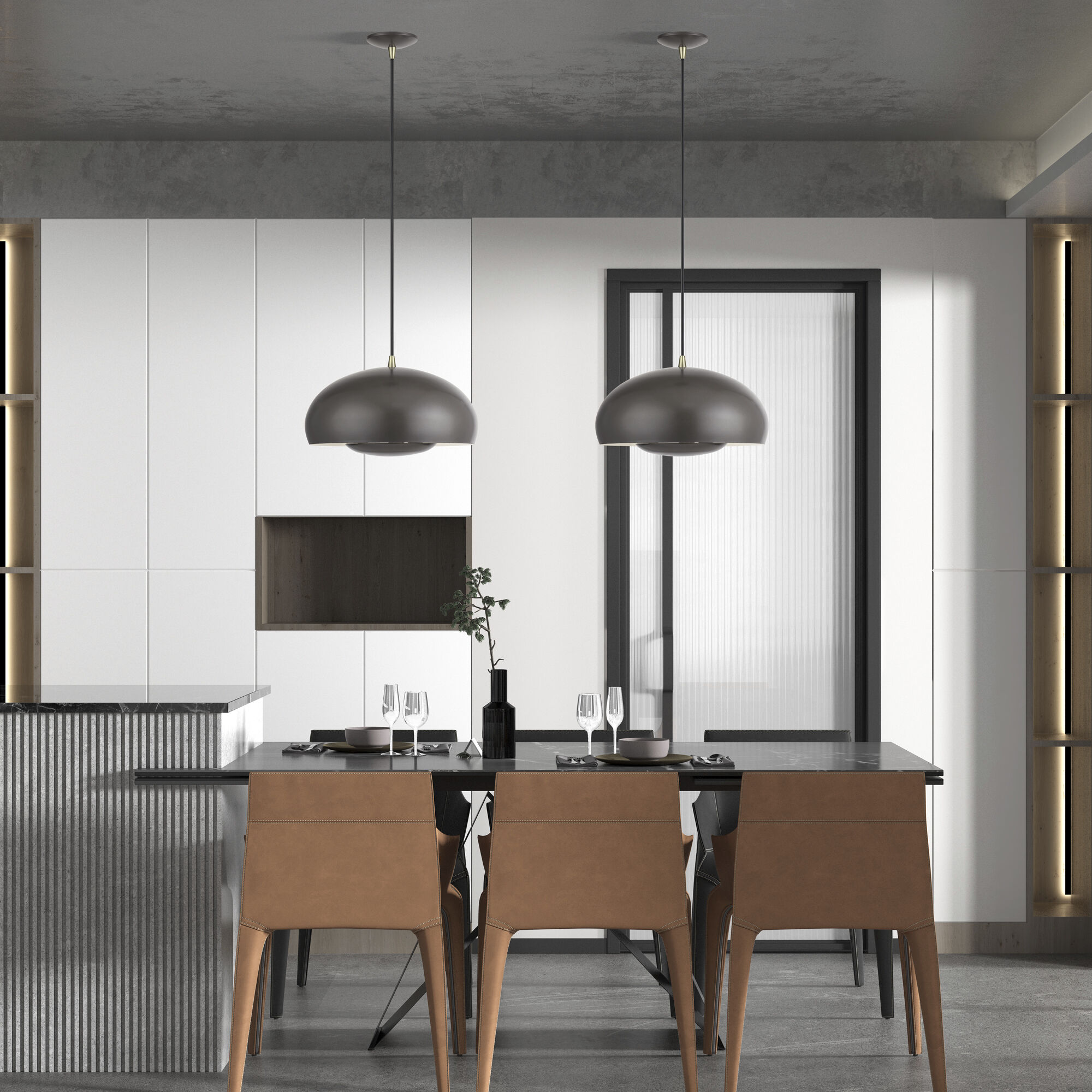 Domma 3 Light 17 inch English Bronze with Antique Brass Accents Pendant Ceiling Light