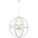 Stoneridge 6 Light 24 inch Textured White with Brushed Nickel Finish Cluster Pendant Chandelier Ceiling Light