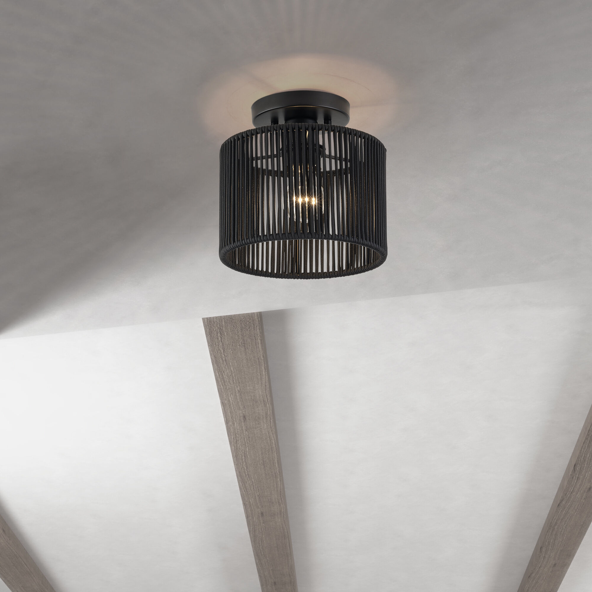 Acordia 1 Light 8.5 inch Black Semi Flush Mount Ceiling Light, Small