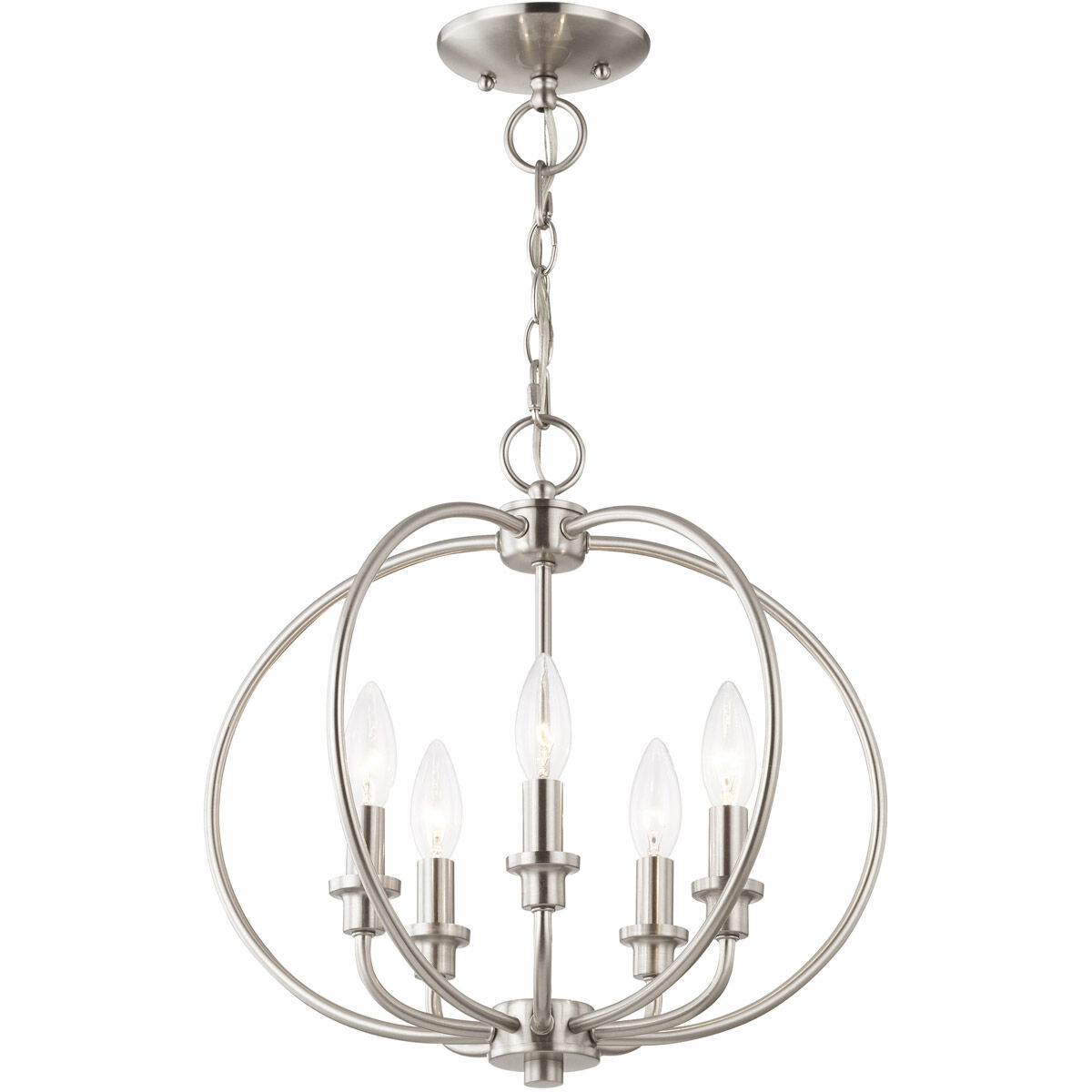 Milania 5 Light 16 inch Brushed Nickel Convertible Mini Chandelier/Ceiling Mount Ceiling Light