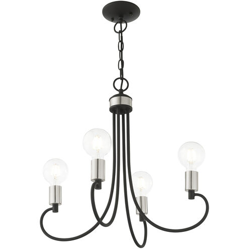 Bari 4 Light 20 inch Black with Brushed Nickel Accents Chandelier Ceiling Light