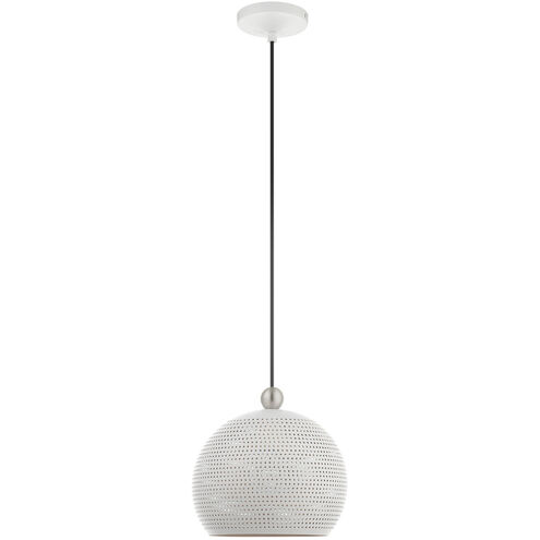 Dublin 1 Light 10 inch White with Brushed Nickel Accents Pendant Ceiling Light