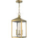 Nyack 3 Light 8.25 inch Antique Brass Outdoor Pendant Lantern
