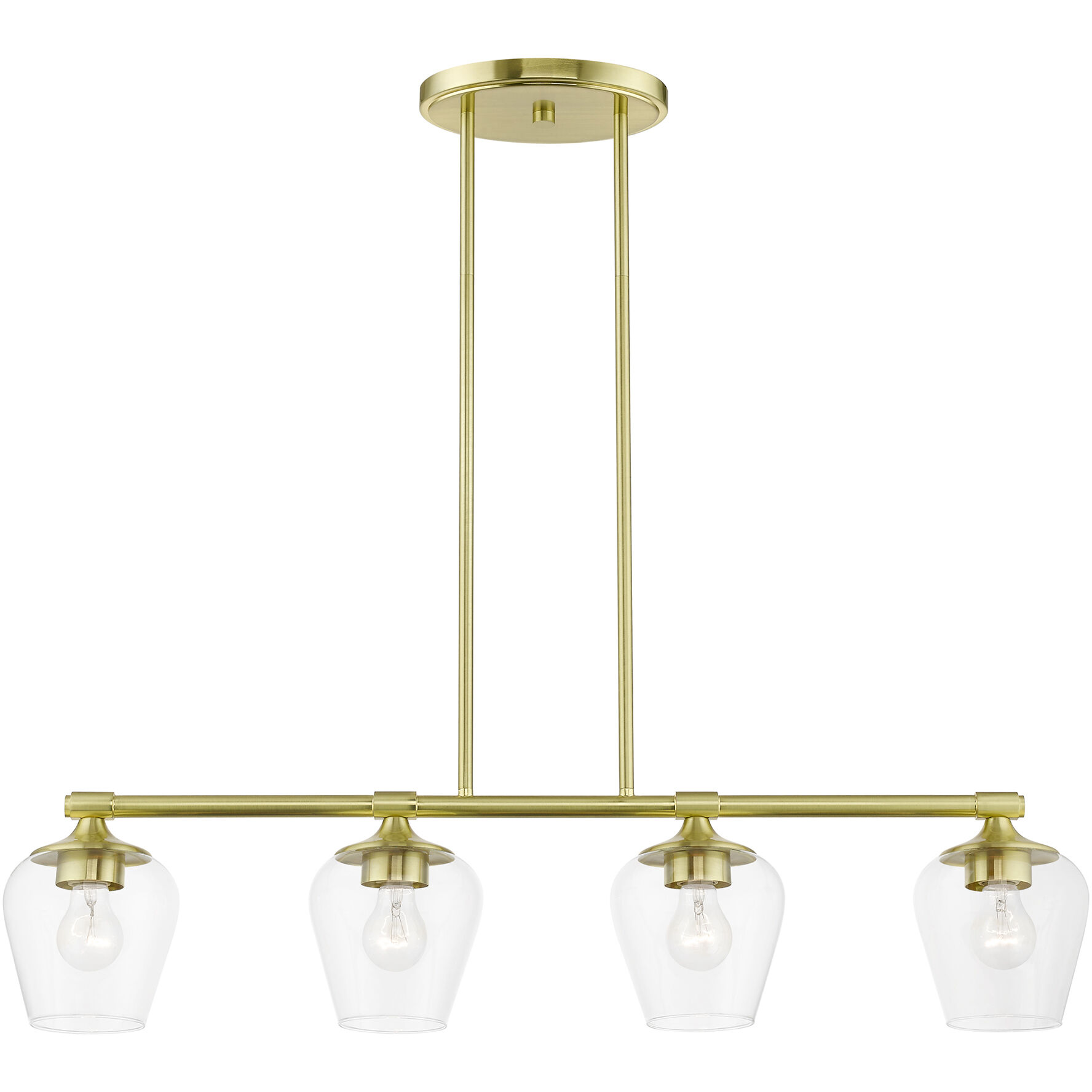 Willow 4 Light 36 inch Satin Brass Linear Chandelier Ceiling Light
