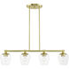 Willow 4 Light 36 inch Satin Brass Linear Chandelier Ceiling Light
