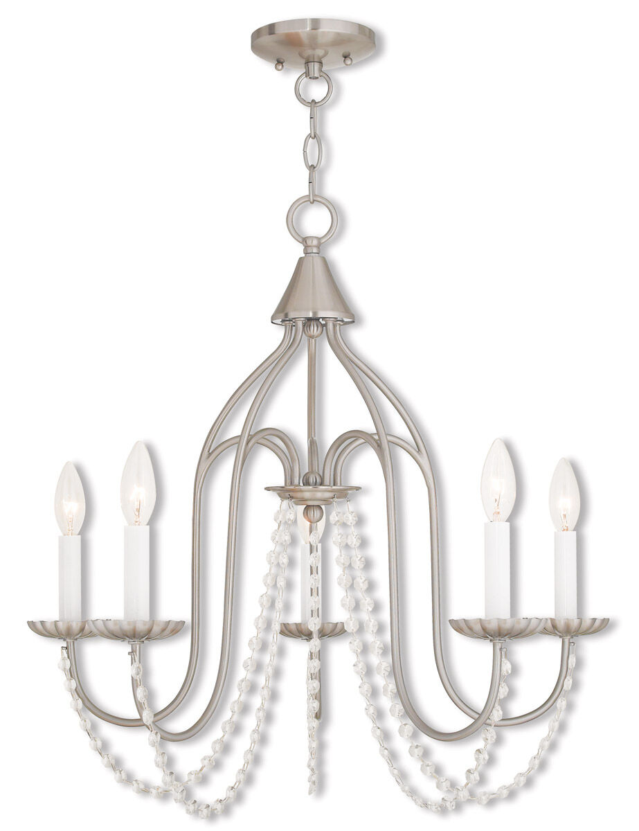 Alessia 5 Light 24 inch Brushed Nickel Chandelier Ceiling Light