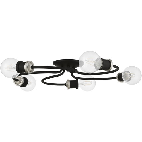 Bromley 5 Light 20 inch Black with Brushed Nickel Accents Flush Mount Ceiling Light, Large