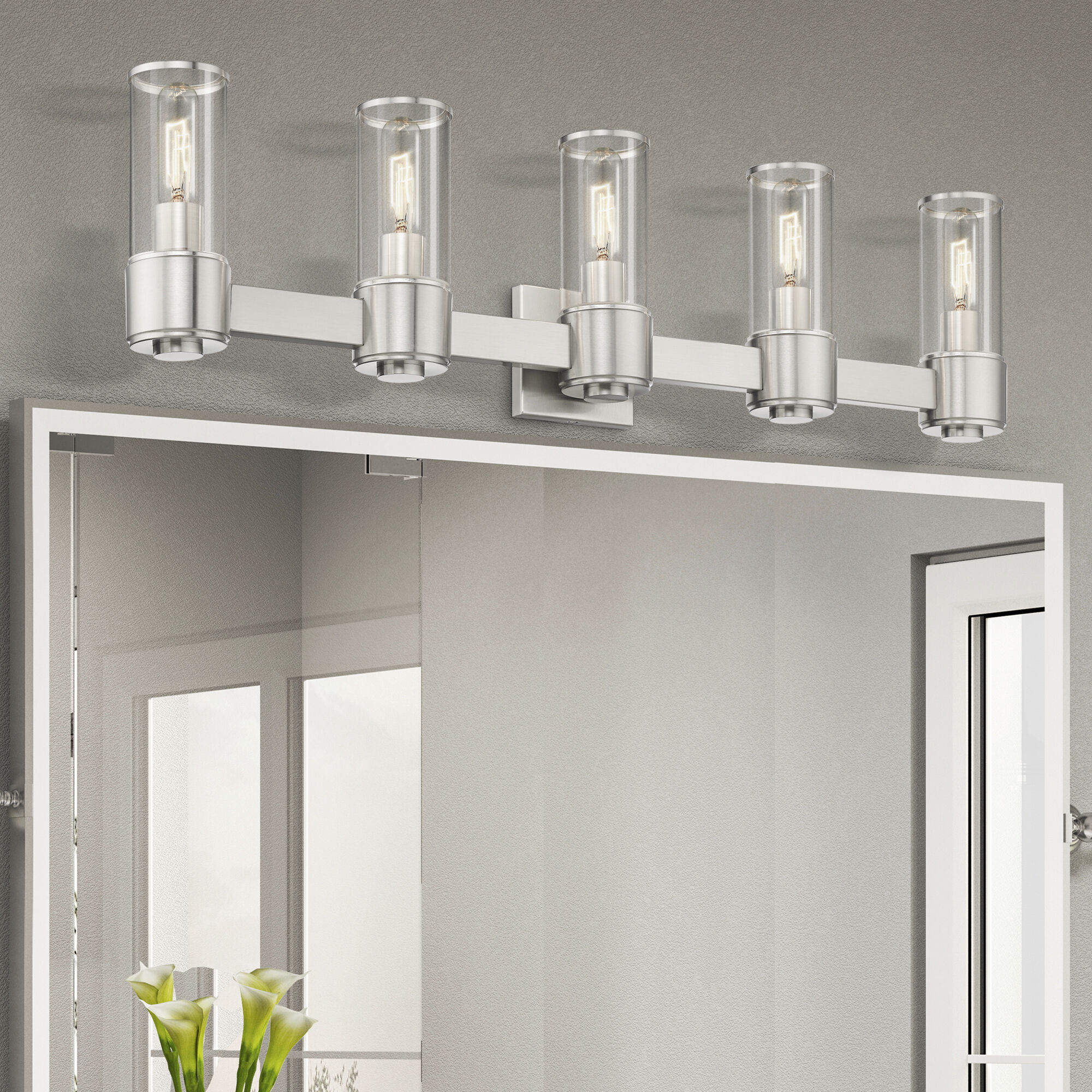 Quincy 5 Light 35.5 inch Brushed Nickel Vanity Wall Sconce Wall Light, Large