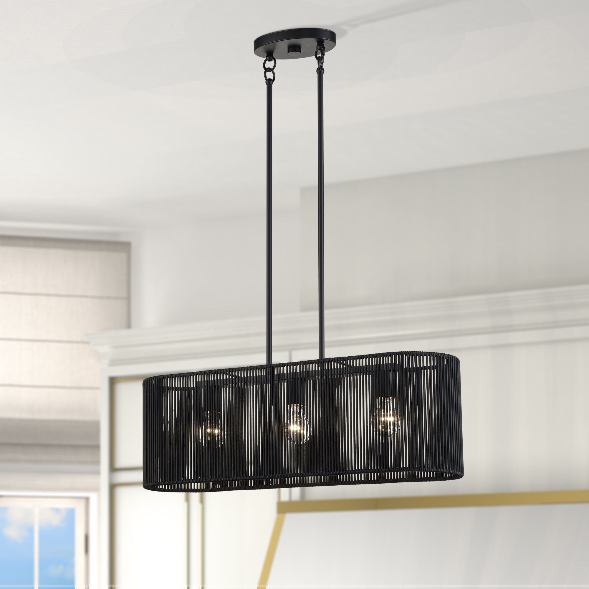 Acordia 3 Light 30 inch Black Linear Chandelier Ceiling Light, Medium