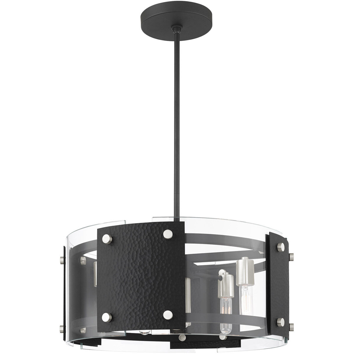 Barcelona 7 Light 8 inch Black with Brushed Nickel Accents Pendant Chandelier Ceiling Light