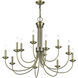 Estate 12 Light 36 inch Antique Brass 2-Tier Chandelier Ceiling Light