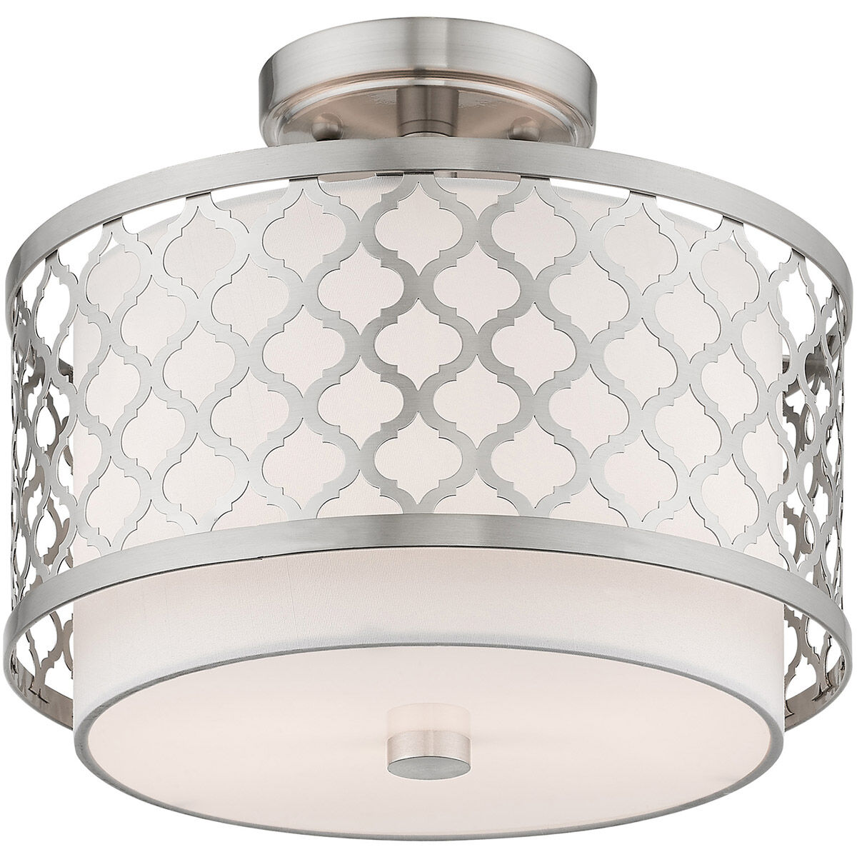 Arabesque 2 Light 12 inch Brushed Nickel Semi-Flush Mount Ceiling Light