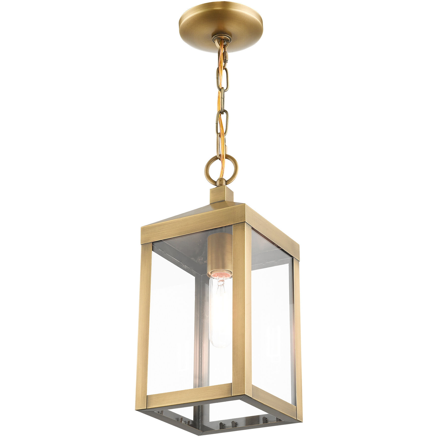 Nyack 1 Light 6 inch Antique Brass Outdoor Pendant Lantern