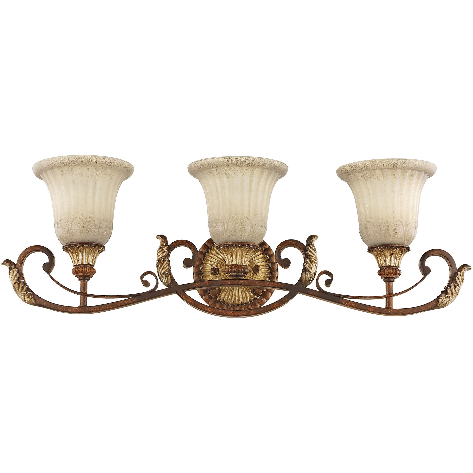 Villa Verona 3 Light 30 inch Verona Bronze with Aged Gold Leaf Accents Bath Vanity Wall Light