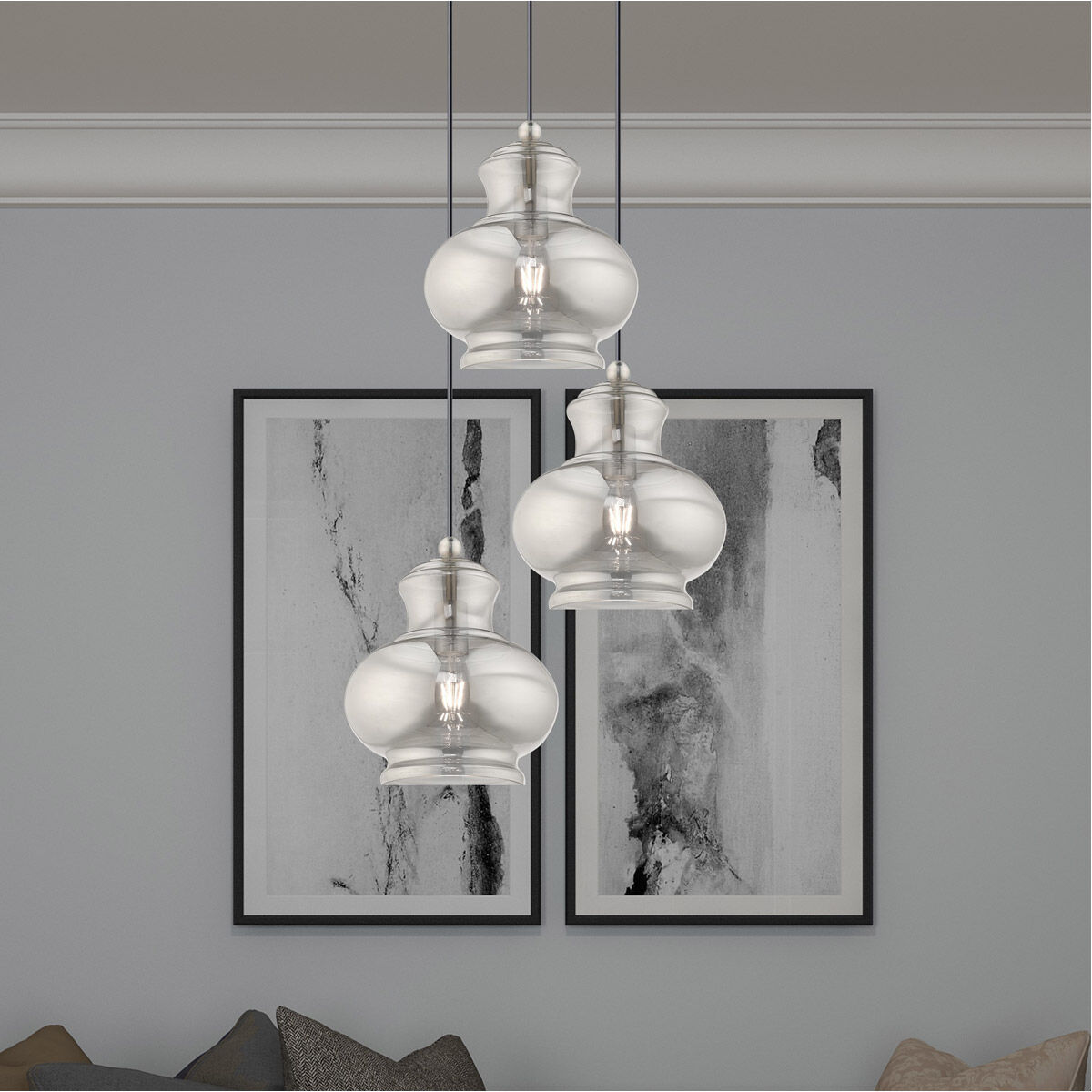 Art Glass 1 Light 10 inch Brushed Nickel Mini Pendant Ceiling Light