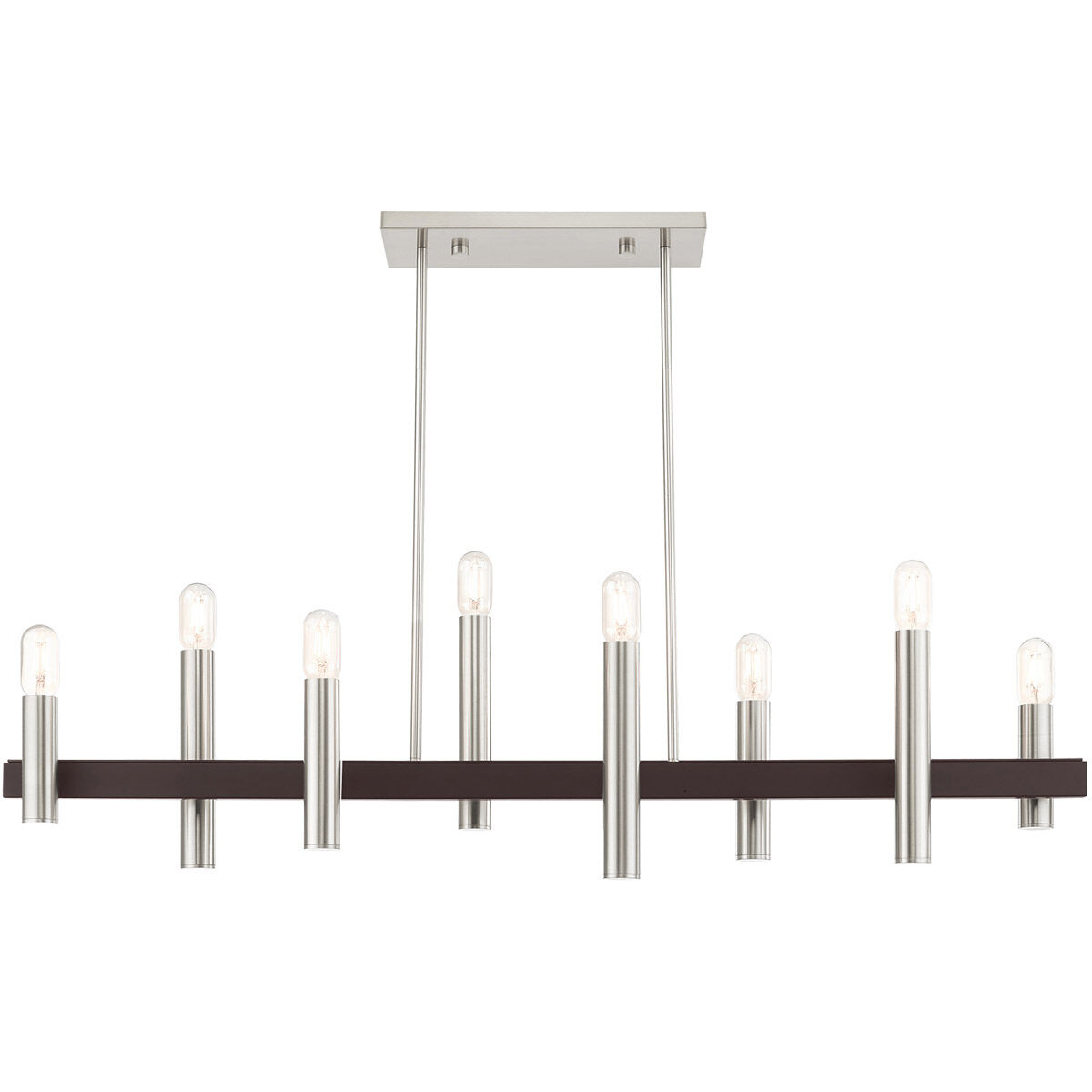 Helsinki 8 Light 10 inch Brushed Nickel with Bronze Accents Chandelier Ceiling Light