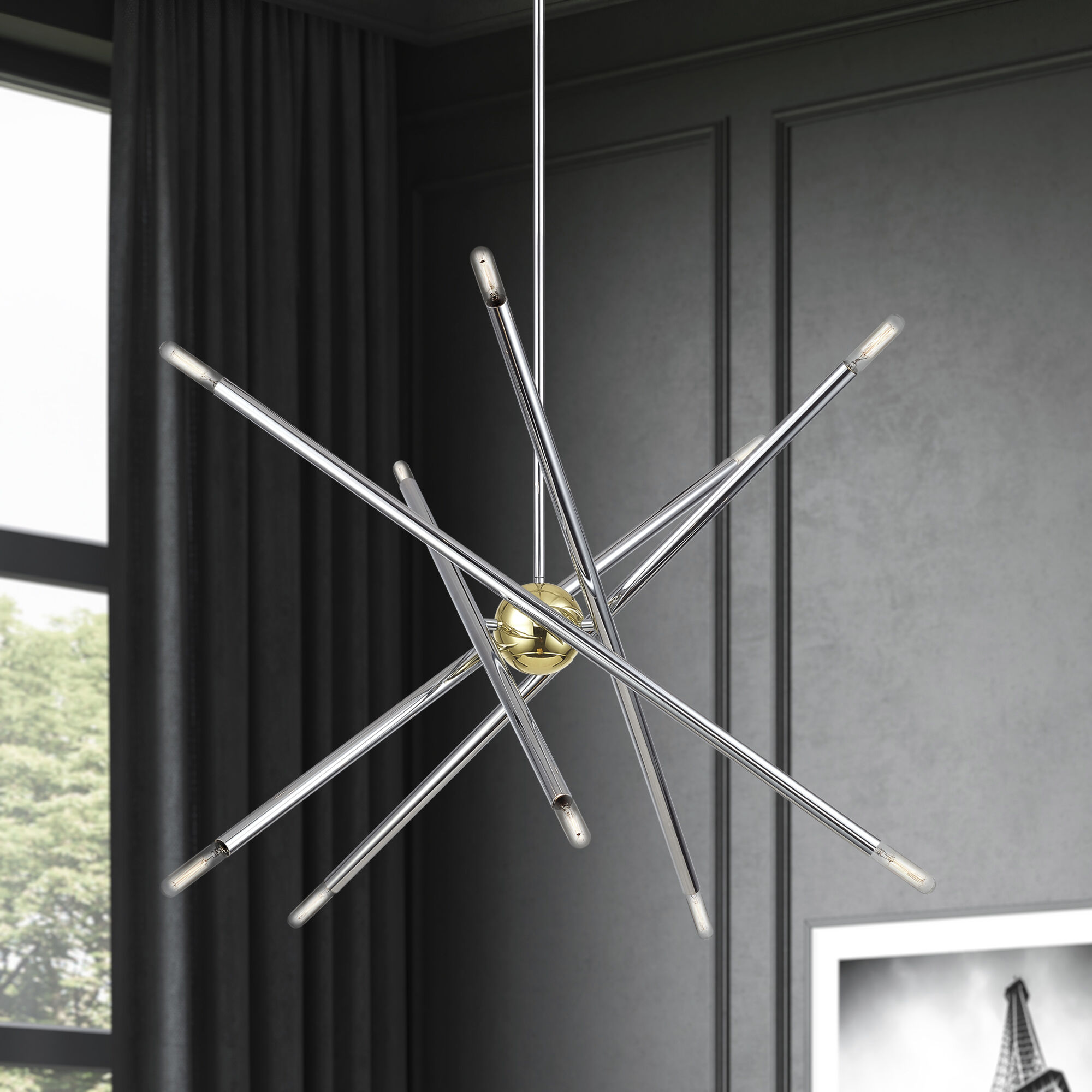 Soho 10 Light 28 inch Polished Chrome with Polished Brass Accents Chandelier Ceiling Light