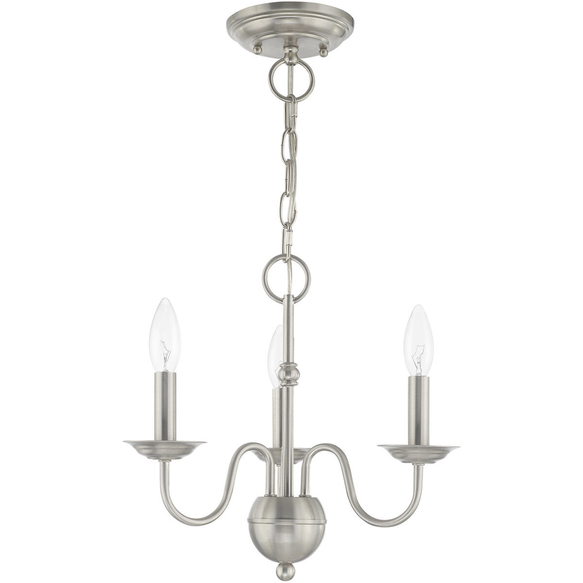 Windsor 3 Light 14 inch Brushed Nickel Mini Chandelier Ceiling Light