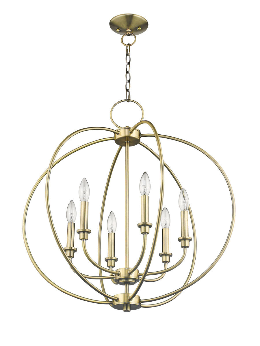 Milania 6 Light 25 inch Antique Brass Chandelier Ceiling Light