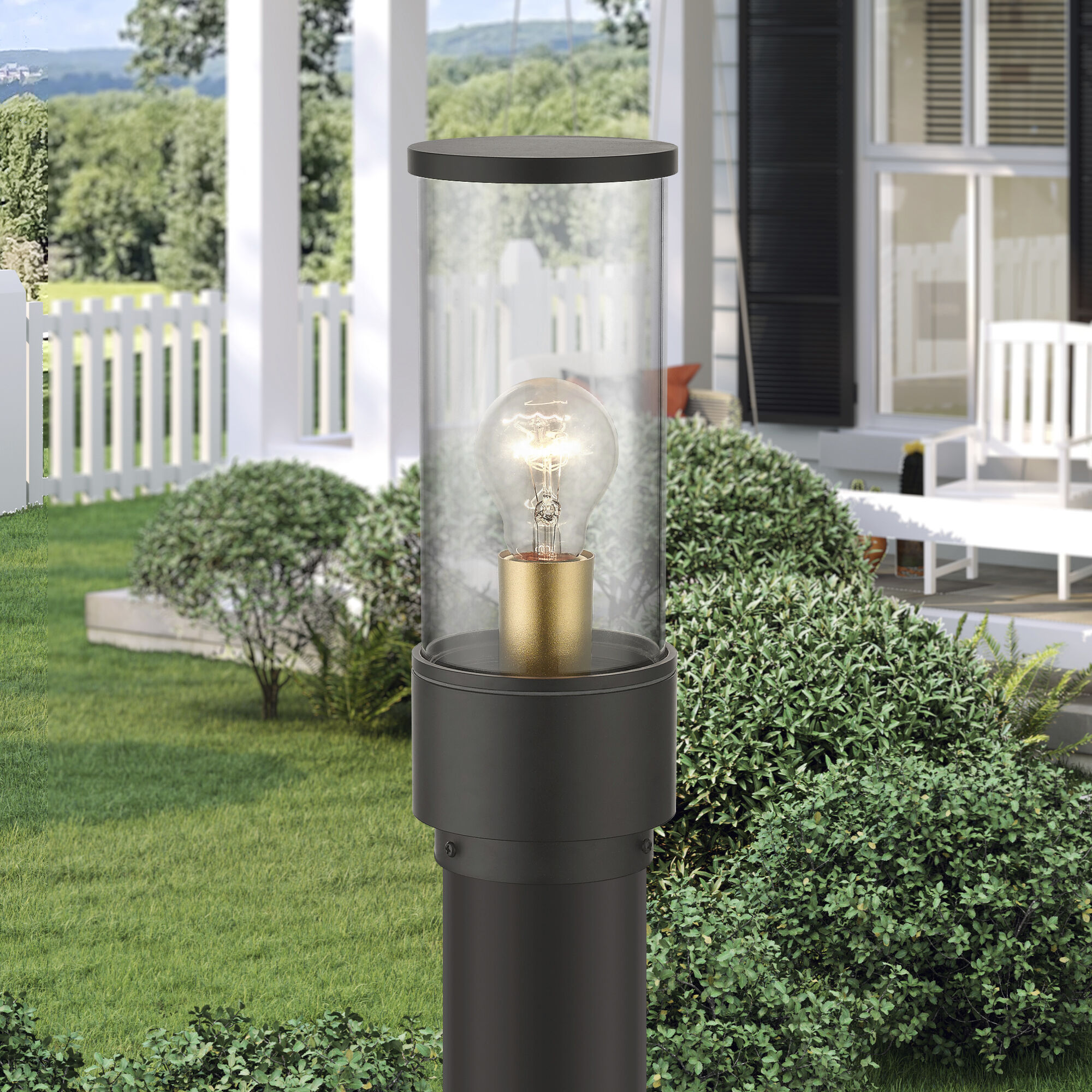 Atlantic 1 Light 11.5 inch Bronze with Antique Gold Finish Accents Outdoor Medium Post Top Lantern