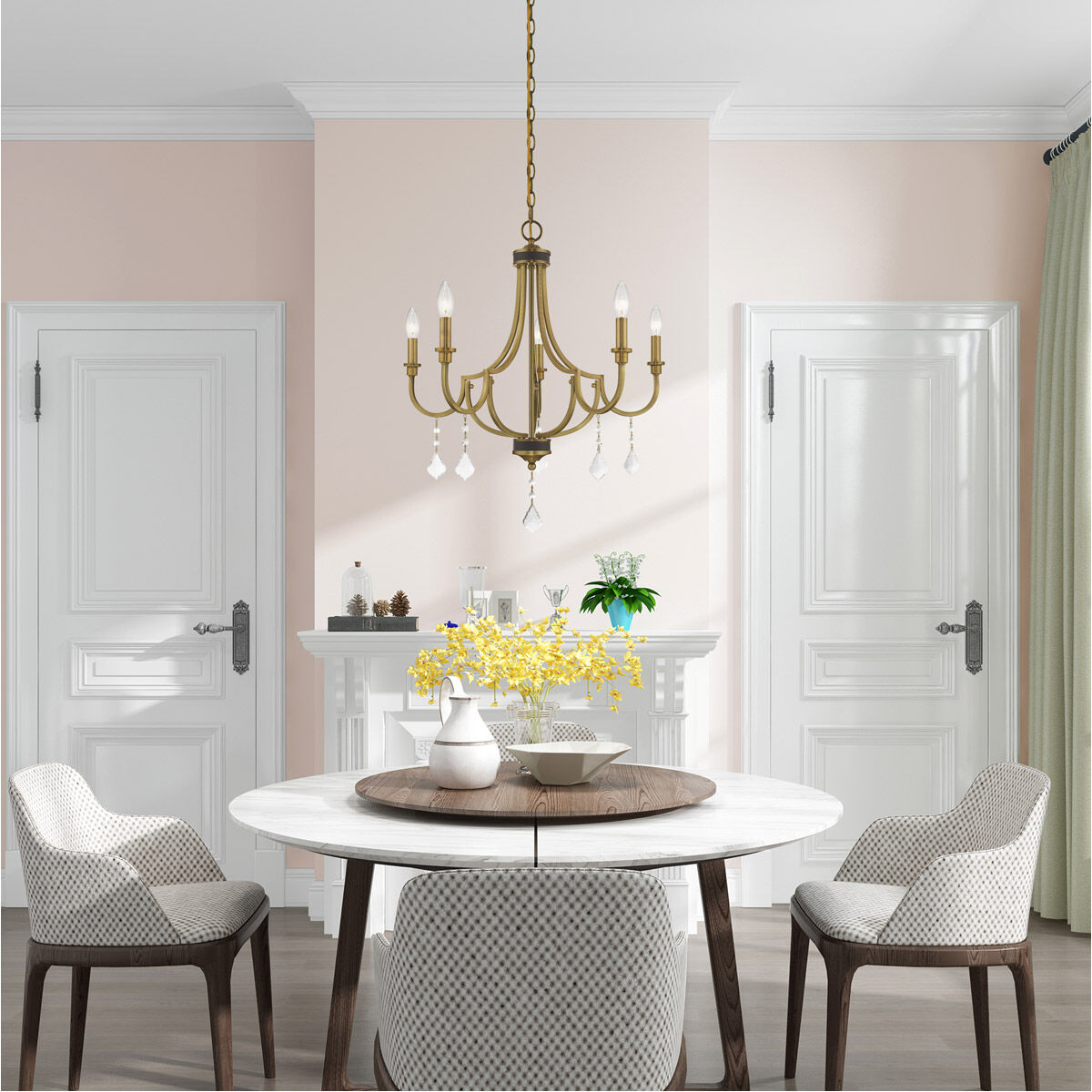 Glendale 5 Light 25 inch Antique Brass Chandelier Ceiling Light