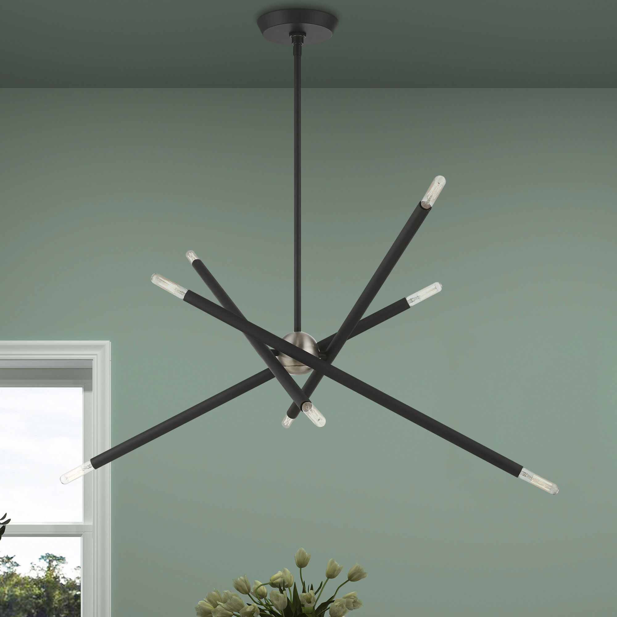 Soho 8 Light 32 inch Scandinavian Gray Linear Chandelier Ceiling Light