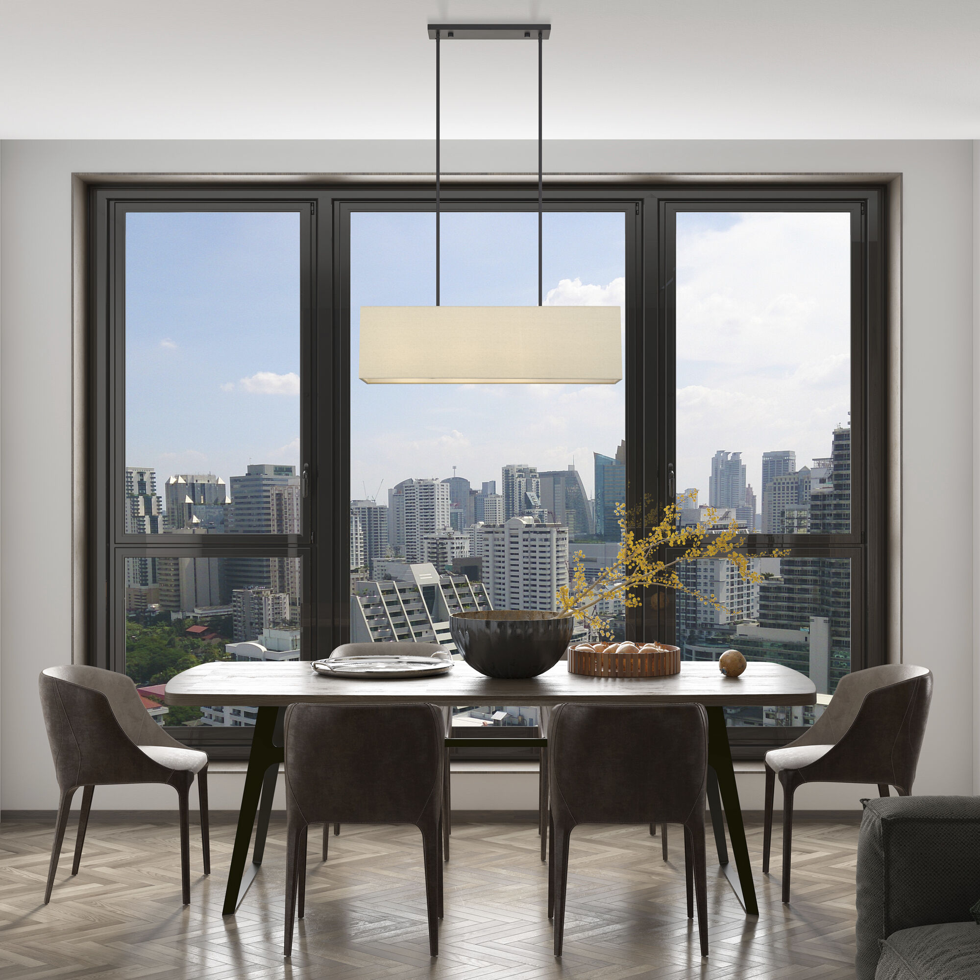 Summit 4 Light 36 inch Bronze Linear Chandelier Ceiling Light, Large