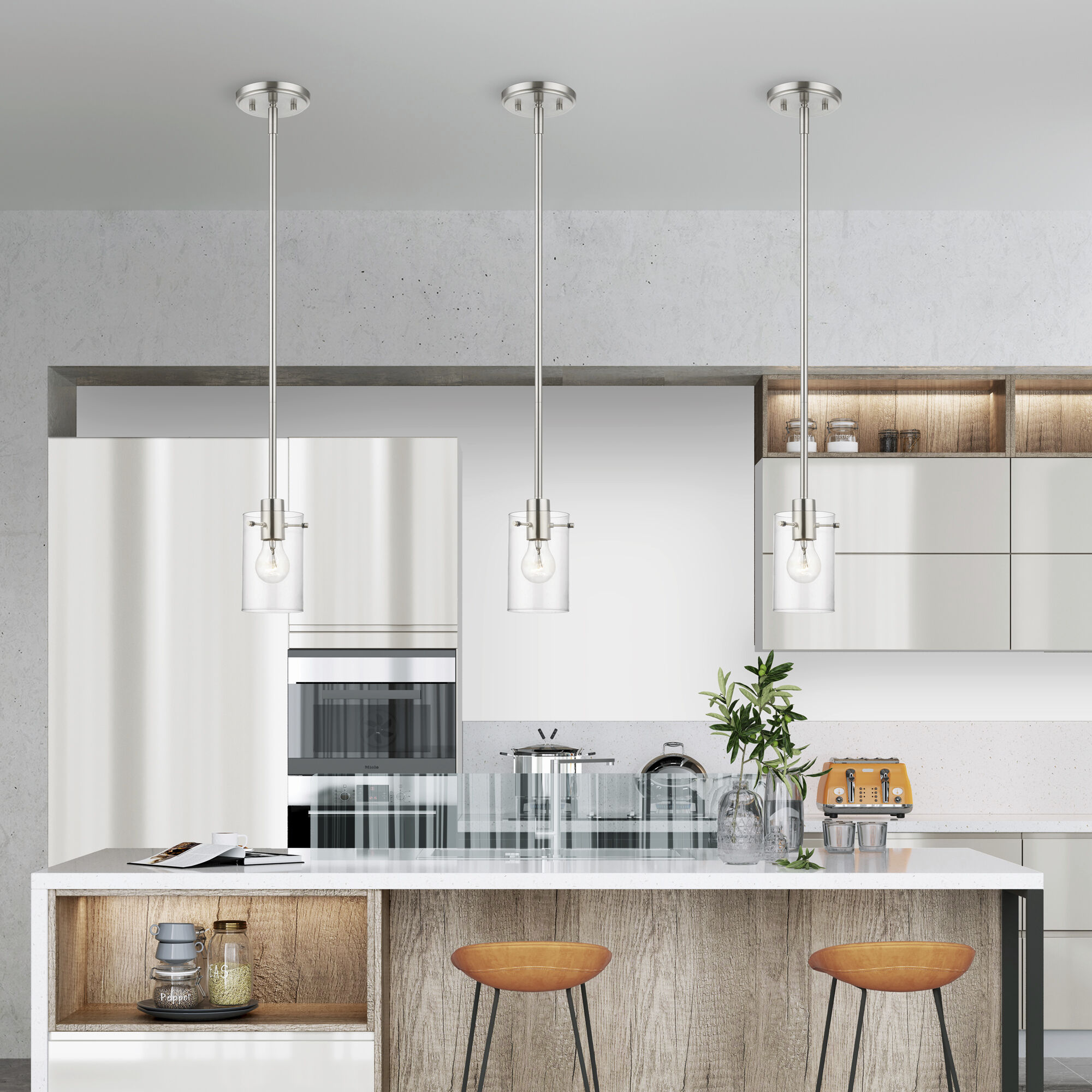 Munich 1 Light 5 inch Brushed Nickel Single Pendant Ceiling Light, Single