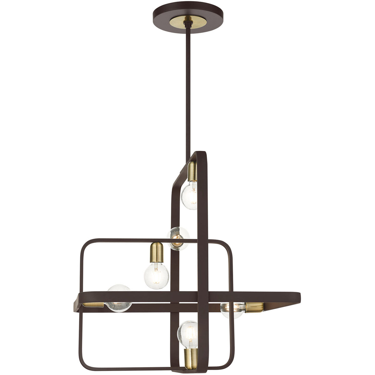 Bergamo 6 Light 25 inch Bronze with Antique Brass Accents Chandelier Ceiling Light