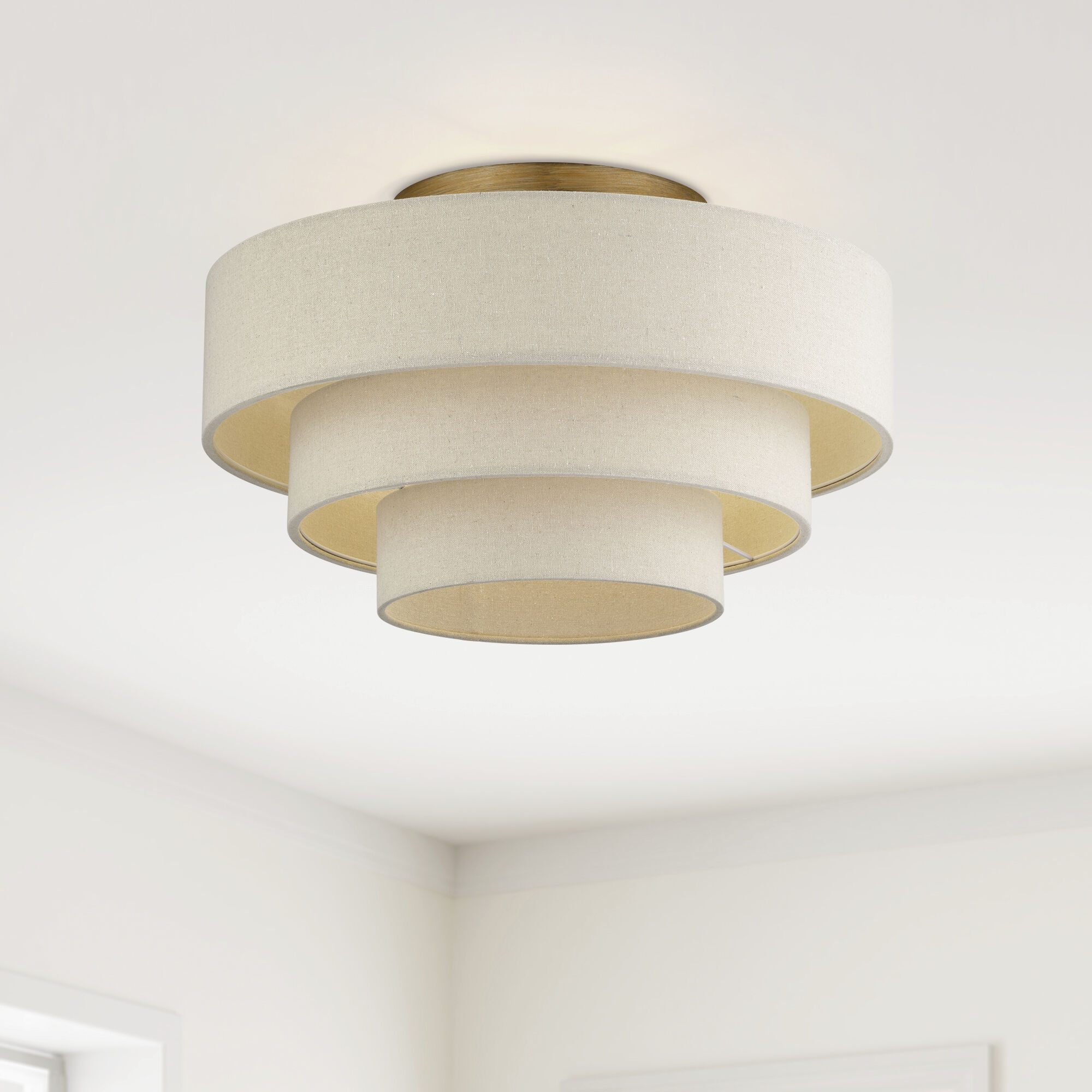 Bellingham 4 Light 21 inch Antique Gold Leaf Semi Flush Mount Ceiling Light, Extra Large