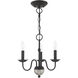 Windsor 3 Light 14 inch Black Mini Chandelier Ceiling Light