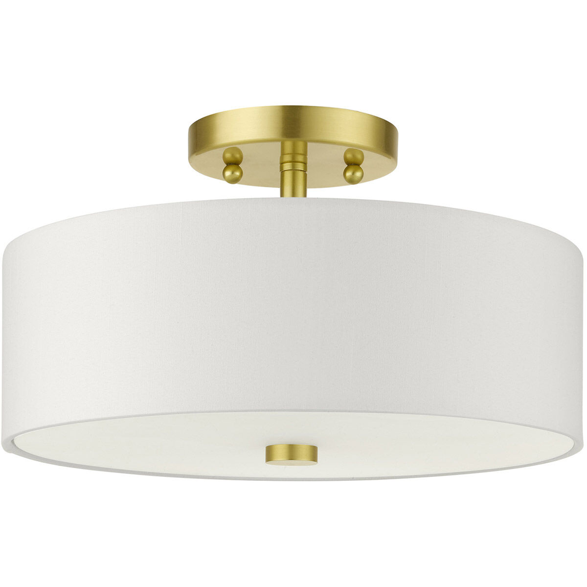 Meridian 2 Light 13 inch Satin Brass Semi Flush Ceiling Light