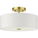 Meridian 2 Light 13 inch Satin Brass Semi Flush Ceiling Light
