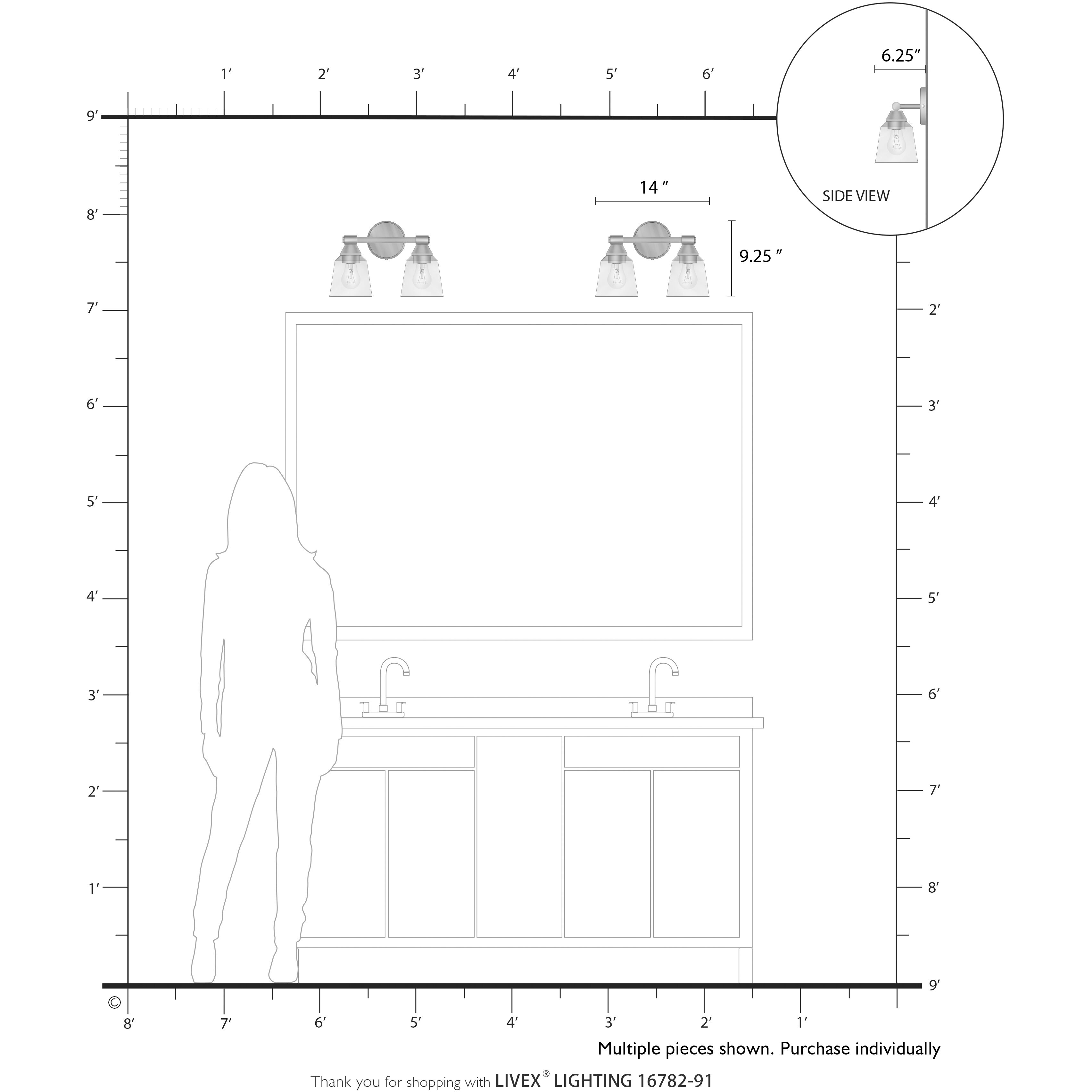 Catania 2 Light 14 inch Brushed Nickel Vanity Sconce Wall Light