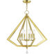 Diamond 6 Light 25 inch Polished Brass Chandelier Ceiling Light
