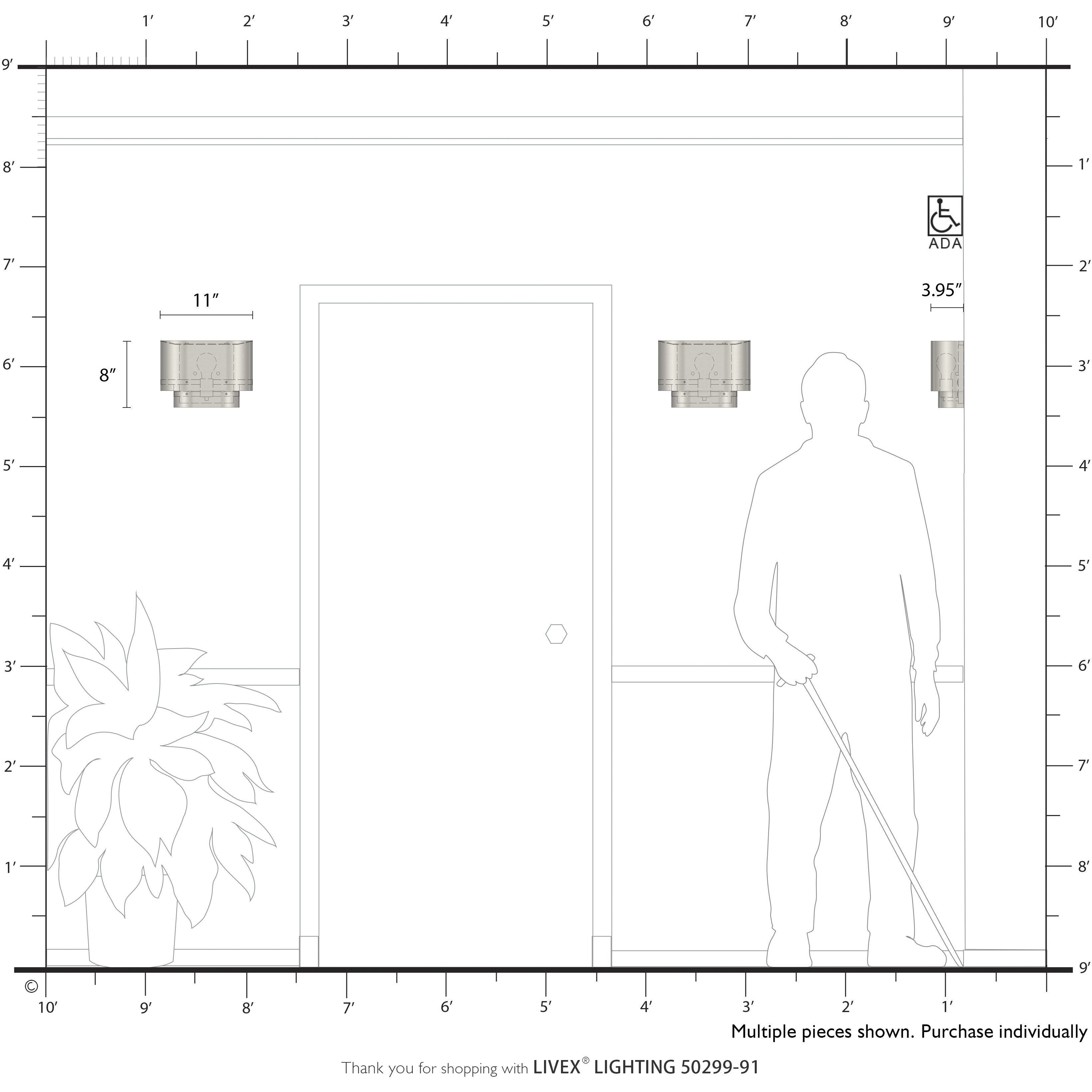 Springview 1 Light 11 inch Brushed Nickel ADA Wall Sconce Wall Light