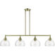 Glendon 4 Light 8.25 inch Antique Brass Large Linear Chandelier Ceiling Light