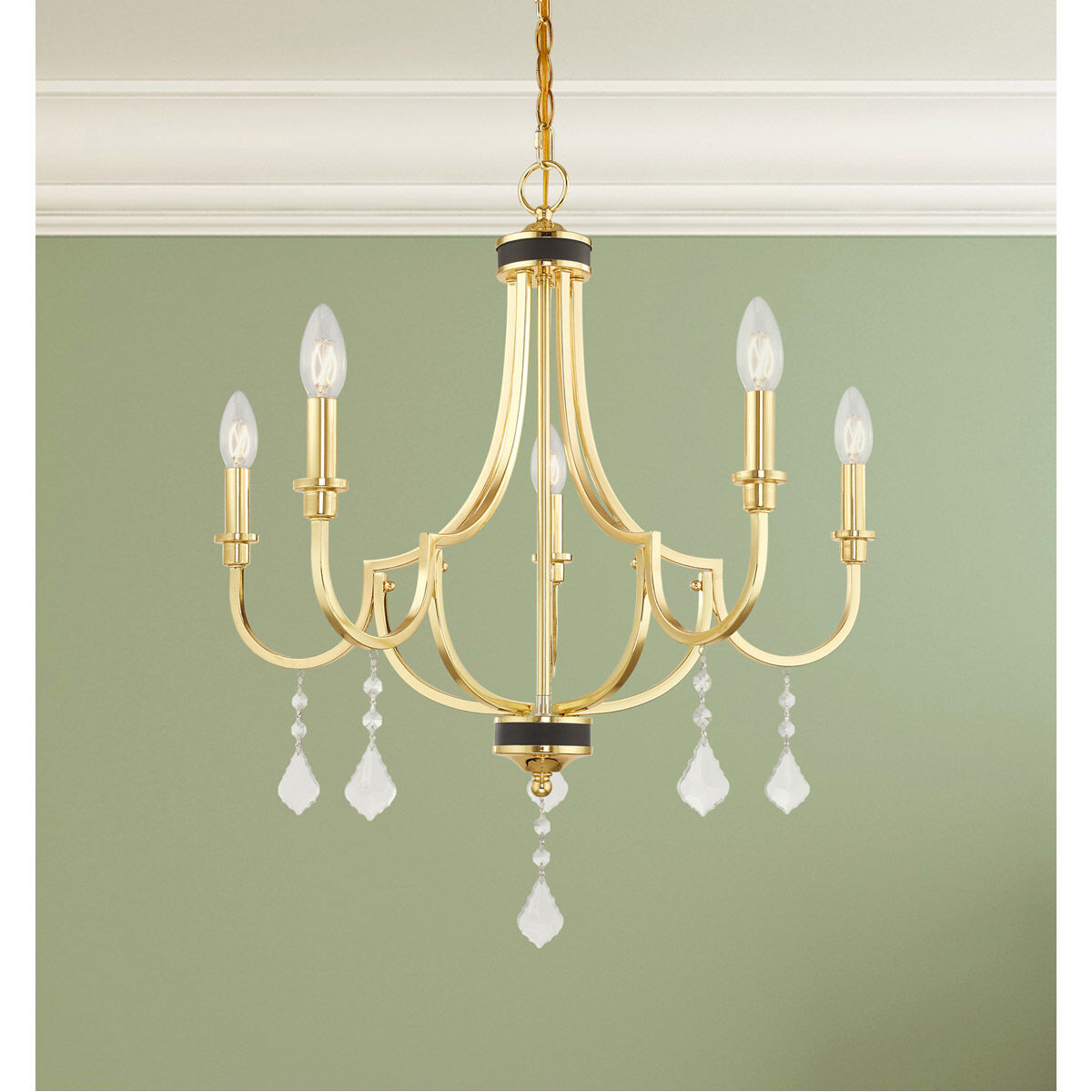Glendale 5 Light 24.5 inch Polished Brass Chandelier Ceiling Light