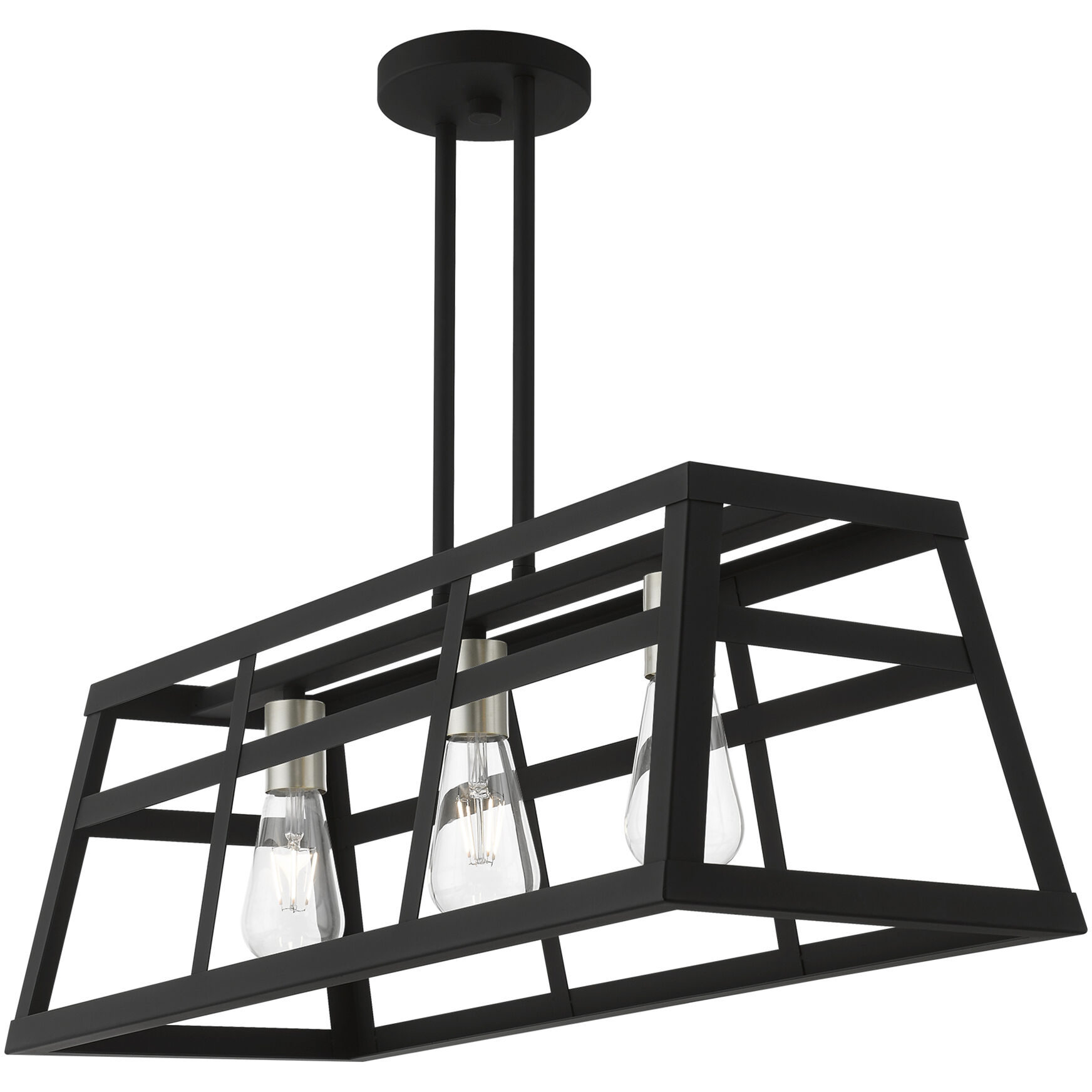 Schofield 3 Light 30 inch Black with Brushed Nickel Accents Linear Chandelier Ceiling Light