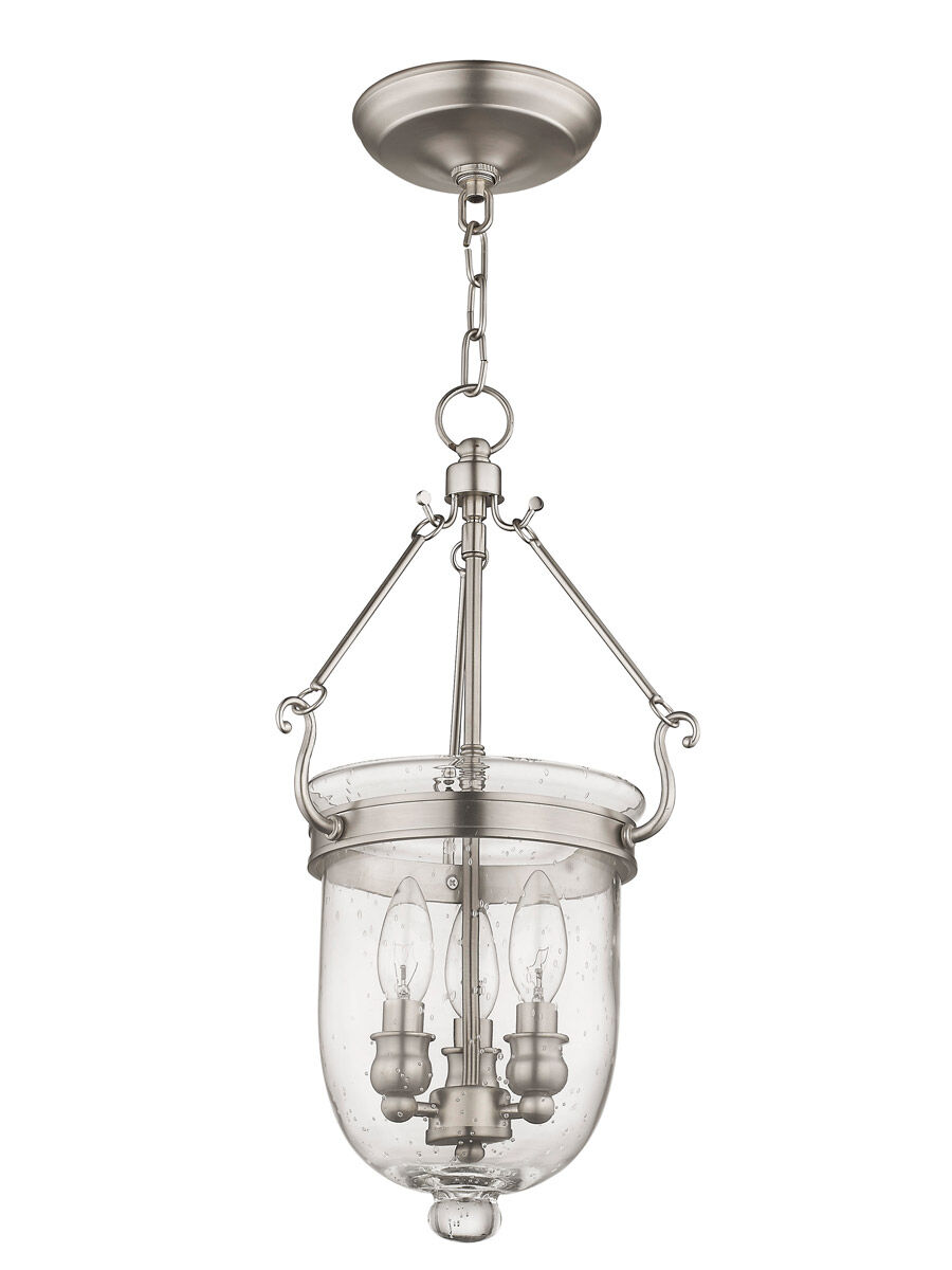 Jefferson 3 Light 10 inch Brushed Nickel Chain Lantern