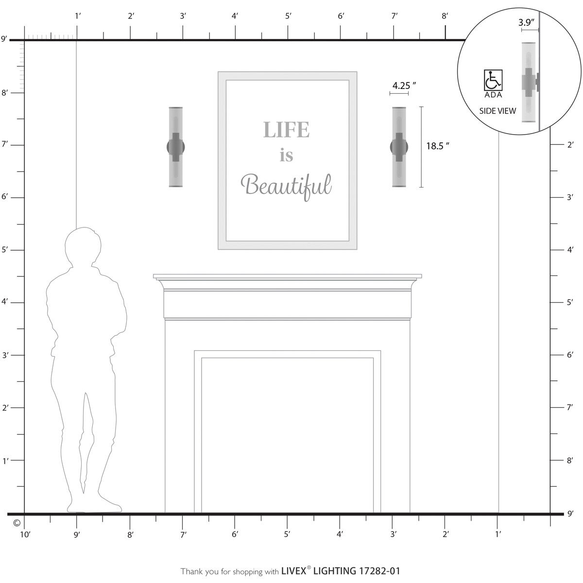 Banca 2 Light 4 inch Antique Brass ADA Vanity Sconce Wall Light